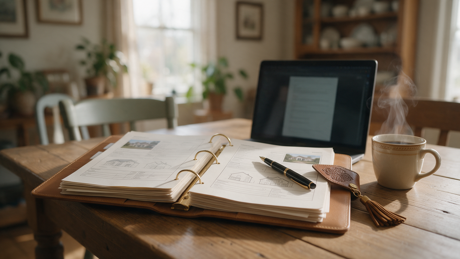 Ring binder of property paperwork and a laptop where a landlord compares personal and limited company ownership