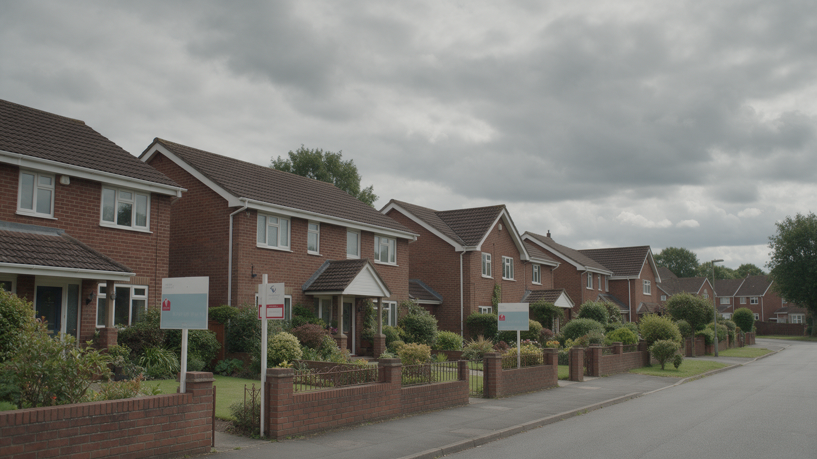 Row of UK suburban houses typical of a buy to let portfolio moved into a limited company