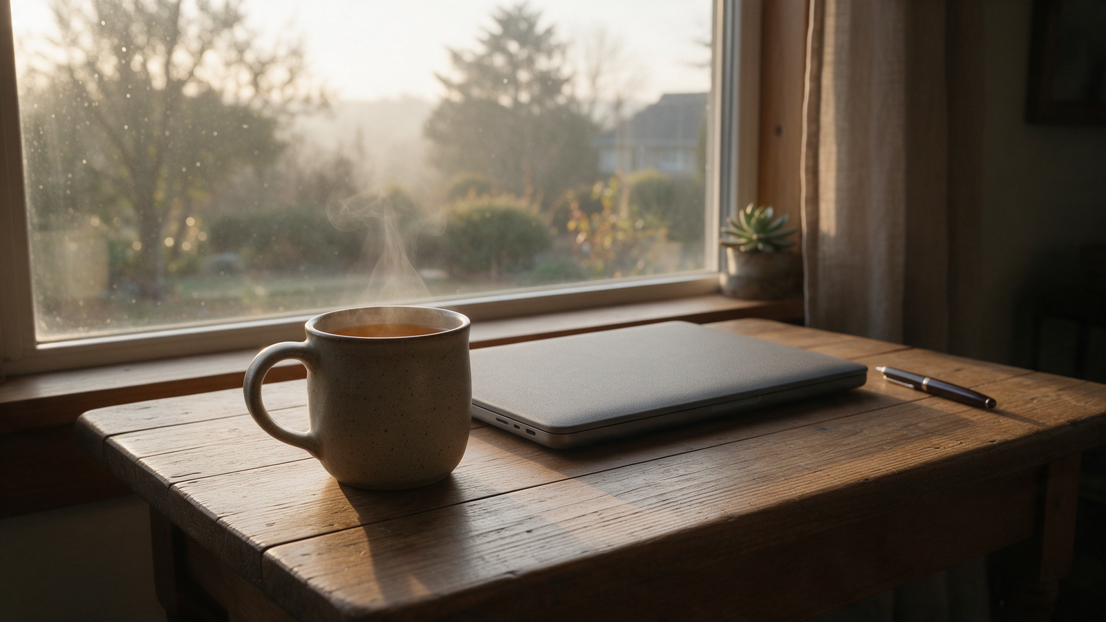 Cold mug of tea beside a closed laptop, a tax return that has been put off again